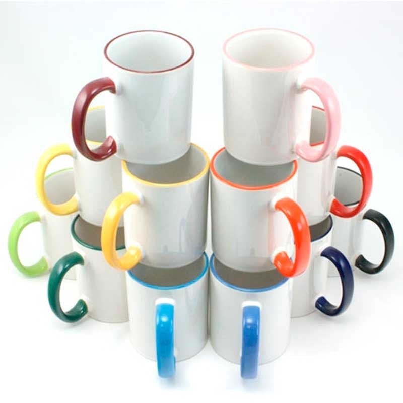 Taza imprimible con asa y borde de color