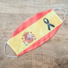 Mascarilla Bandera de España con lazo negro