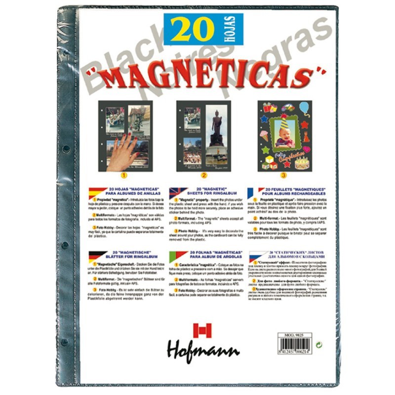 Paquete 20 hojas magnéticas negras de Hofmann
